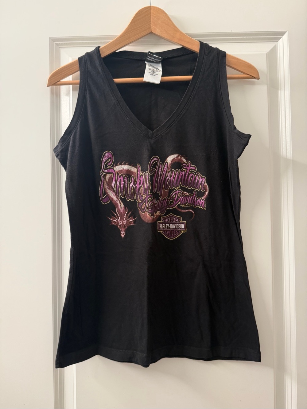 Harley-Davidson Black Tank Top with Purple Smoky Mountain Graphic Maryville, TN